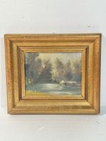 Antique Framed Landscape small oil Painting 
