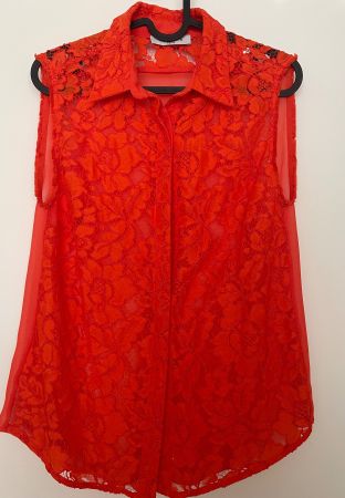 Sandro Spitzenbluse Rotorange Grösse 1 (36)