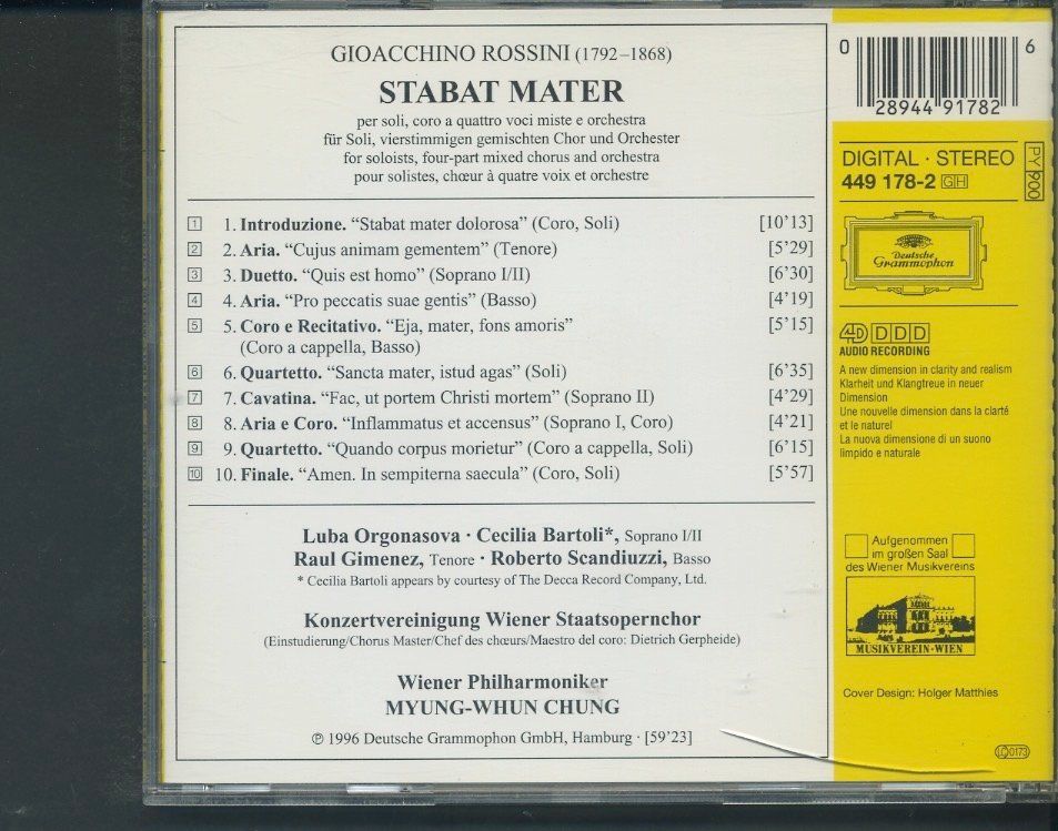 CD: Stabat Mater Rossini – Usato da Delémont venduto da MaxPlan 1