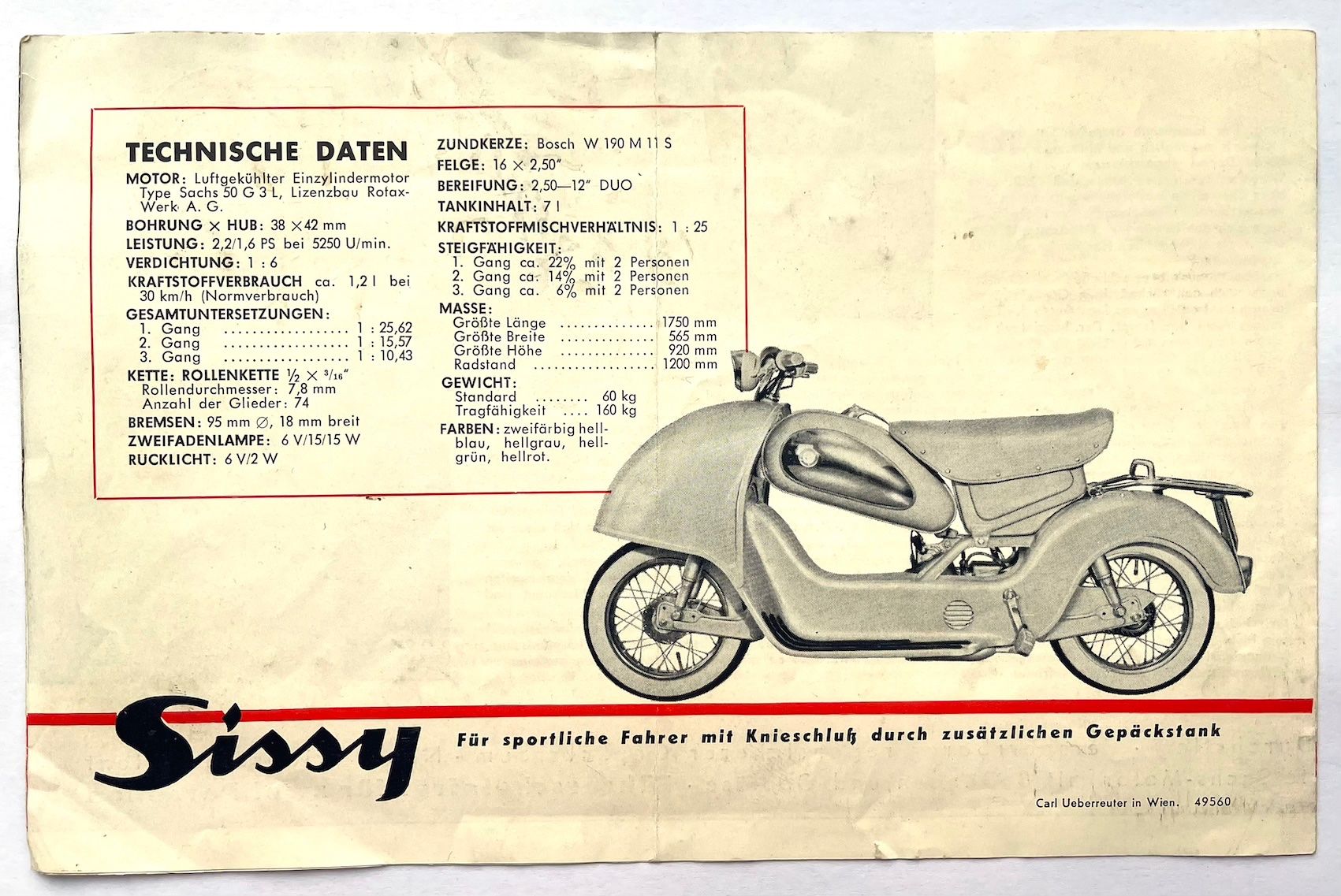 Sonstiges zum Sammeln & Seltenes: Prospekt Lohner "SISSY" Mopedroller 1957 – Gebraucht aus Burgdorf von  2