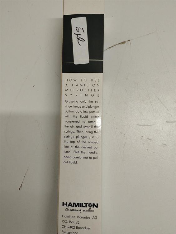 Tecnologia medica: Hamilton Microliter Syringes 5ul – Usato da Niederdorf venduto da LeptonAG_Labor 5