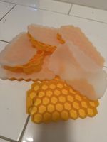 Eiswürfelform Wabenform Silikon orange 3 Stueck neu
