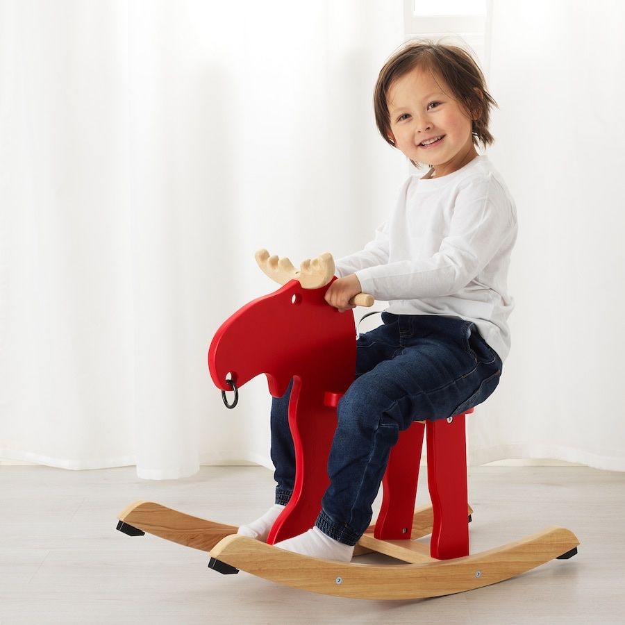 EKORRE Schaukelelch/Schaukelpferd, rot/Gummibaum Ikea (Neu (gemss  Beschreibung)) in Geroldswil fr CHF 6  nur Abholung auf Ricardo kaufen