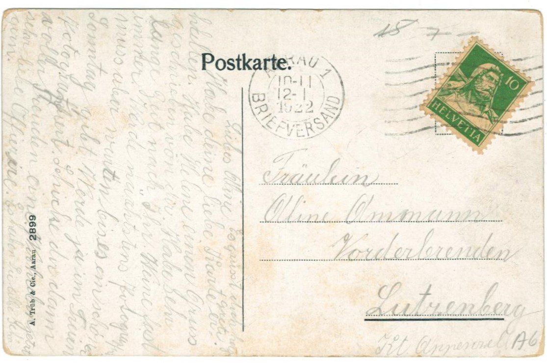 Ansichtskarten: AK Aarau. Kantonsschule 1922 – Gebraucht aus Zürich von tol_b7c7 1
