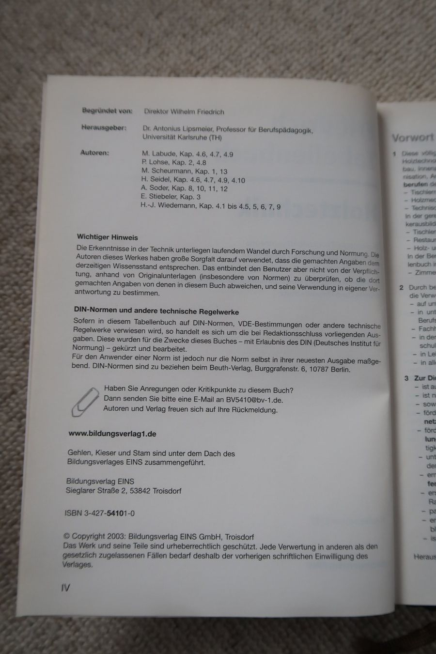 Libri: Tabellenbuch Holztechnik, Bautechnik – Usato da Oberwil BL venduto da verramscher 2