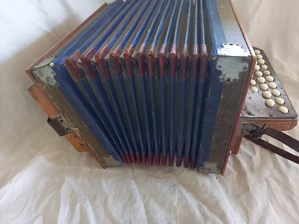 Trieur Accordéon Vintage Made In Italy - Cuir Bleu, Occasion, Pour Classeurs Ou Documents