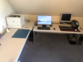 Bürotisch Eckkombination grau gebraucht gut erhalten