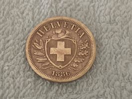 2 centimes/Rappen 1886 B Abart