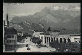 AK Ragaz, Dorfbad mit Strassenpartie
