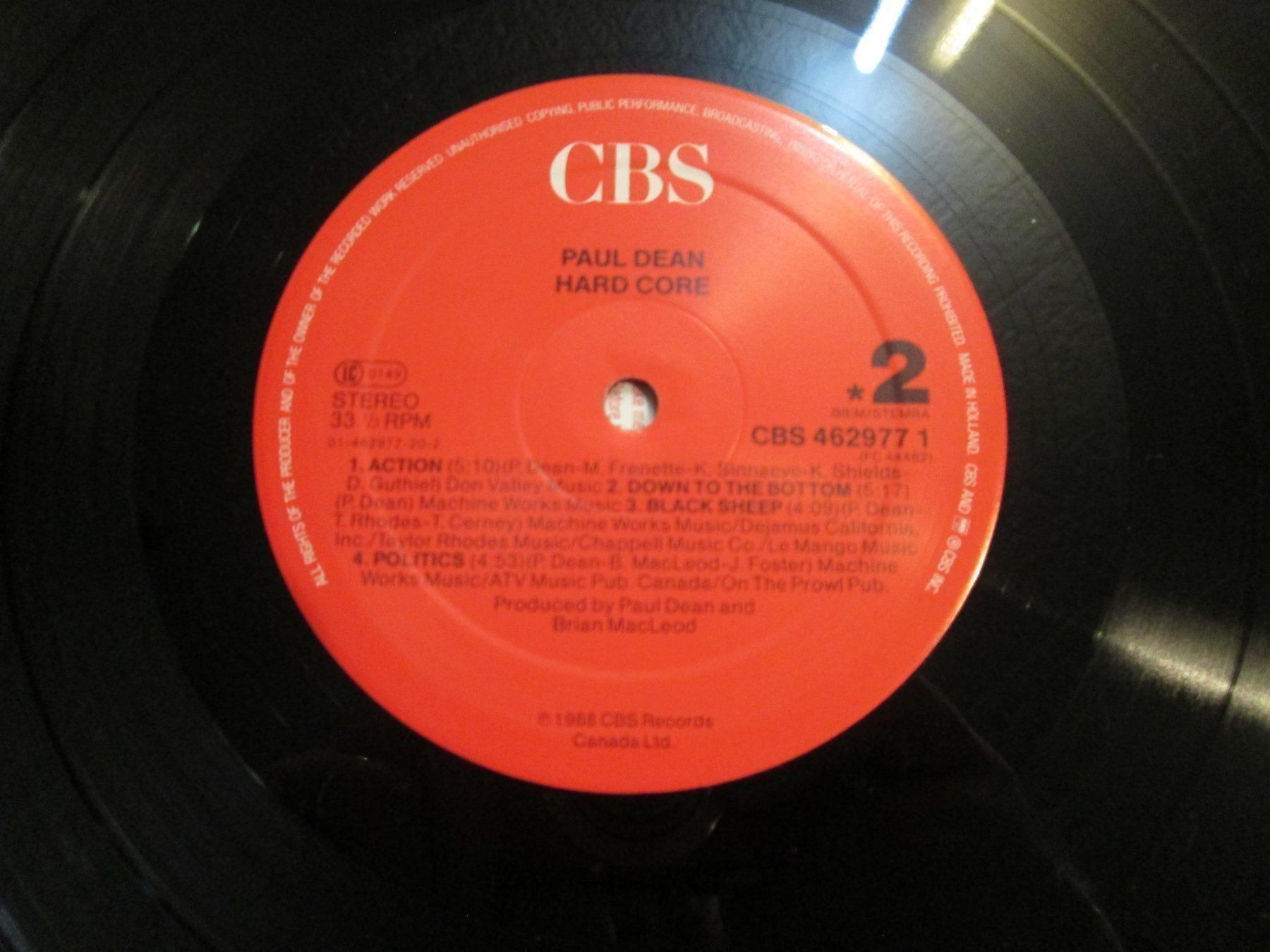 Schallplatten: Vinyle Paul Dean Hard Core CBS 1988 Occasion – Gebraucht aus la Chaux-de-Fonds von Lampe 2