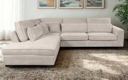 DESIGN ECKSOFA WEBSTOFF beige INKL NIERENKISSEN -50%