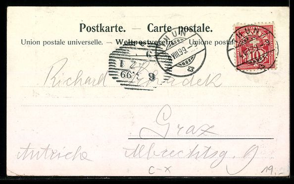 Cartoline postali: AK Muri bei Bern, Blick in den Ort, 1899 – Usato da Berlin venduto da bartko-reher 1
