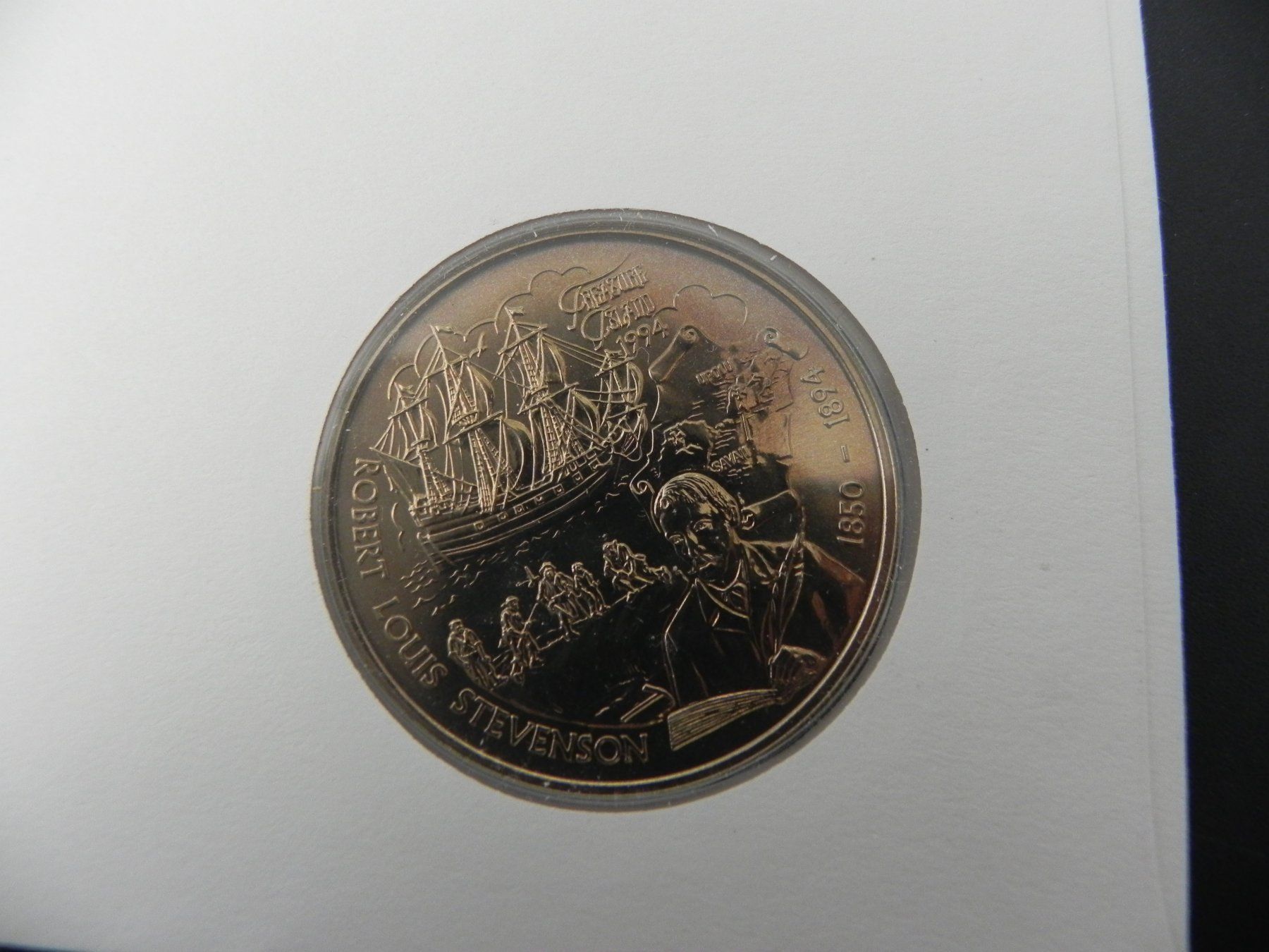 Toutes les monnaies: Samoa 5 Dollars 1994  Centenary Death Robert Louis Stevenson – D'occasion à Biel/Bienne par Gogolozi 3