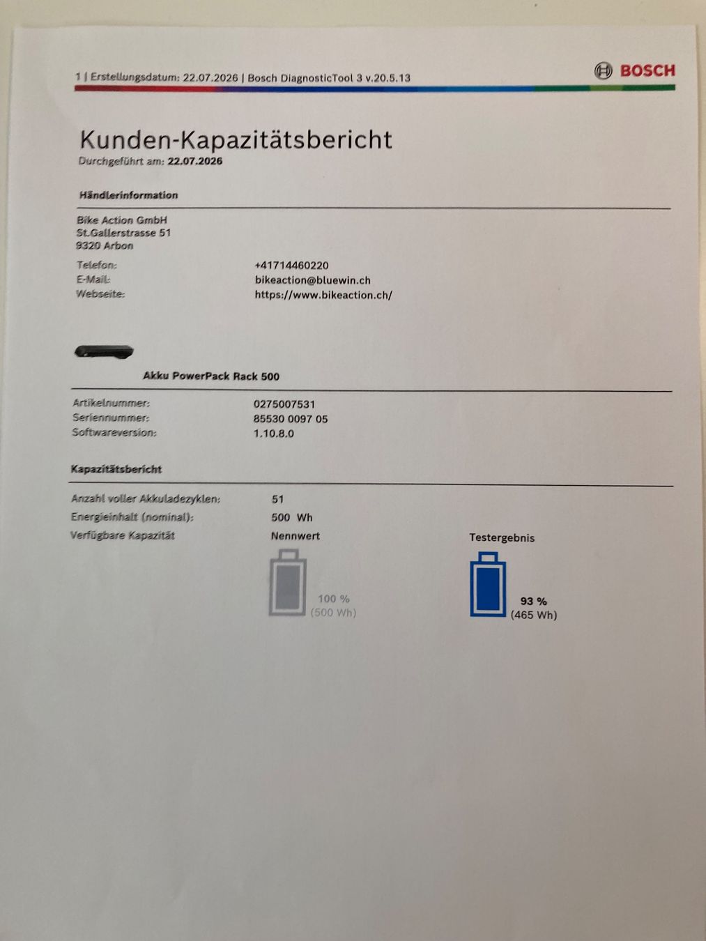 Bosch Batterie: Bosch Akku PowerPack Rack 500 93% Kapazit – Usato da Frasnacht venduto da Nagel8 1