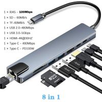 Dockingstation USB-C HDMI 100 W, für Notebook, PC und Tablet