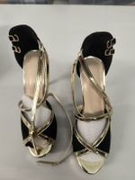 Elegante schwarze & goldene High Heels, Grösse 39