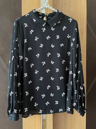 Damenbluse mit Schleifen Schwarz - 40 (M/L) - wie NEU!