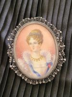 Antike Brosche, Silber 800, Miniatur Gemälde, Rarität!