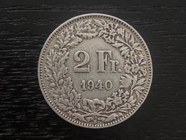 1 x 2 Franken Schweiz 1940 – zirkuliert