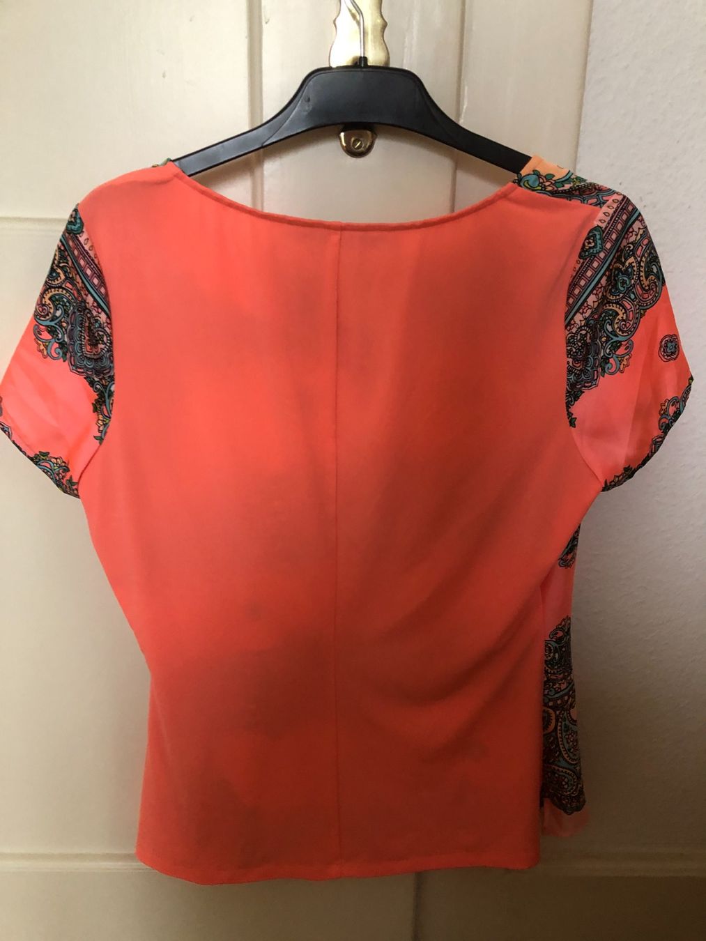 Comma Camicette: comma Bluse 38 M Rosa Orange Muster Kurzarm Elegant – Usato da Basel venduto da Dasbrauchstdu 2