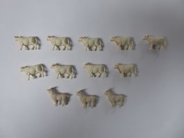 Tier Set : 9 Kuh, 3 Ziege, H0, 1:87, Safari, neu