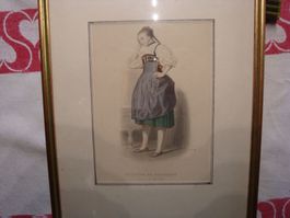 Trachtenbild - Guggisberg, Stich, handkoloriert