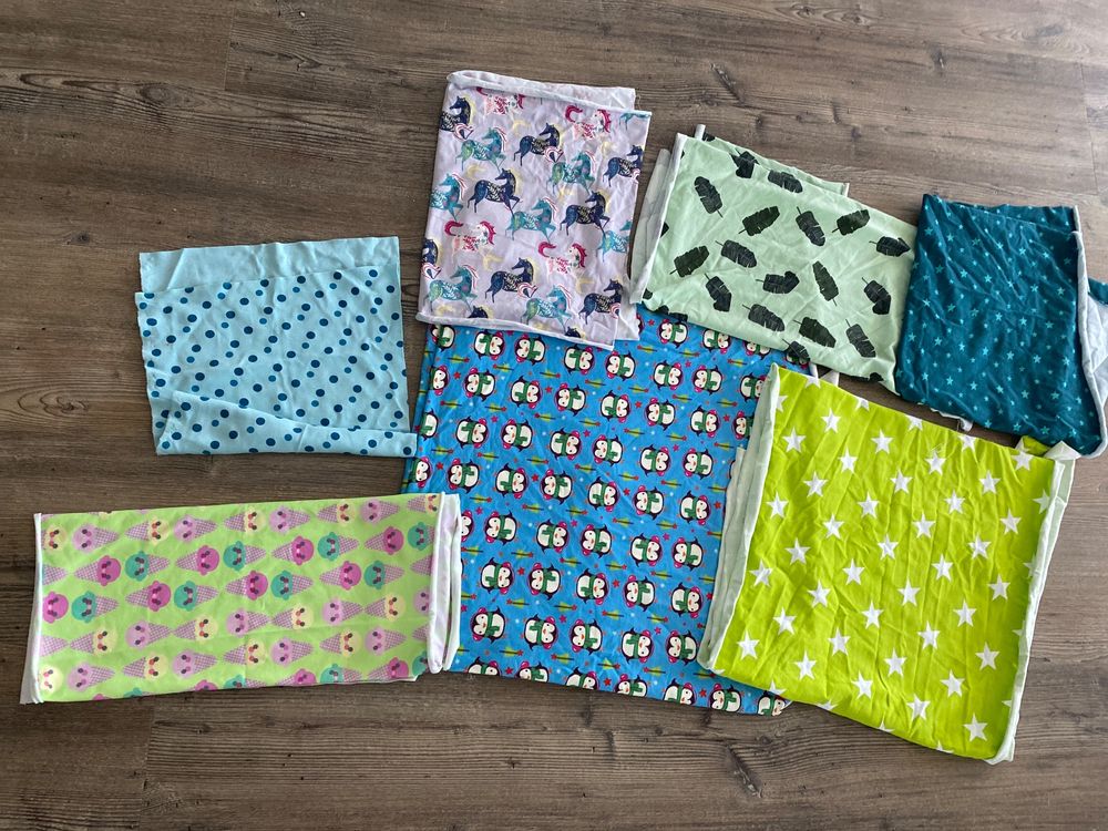 Baumwolljersey Kinderstoff Regenbogen Jersey Öko-Tex-100 Glitzer/Bögen (ecru/meliert