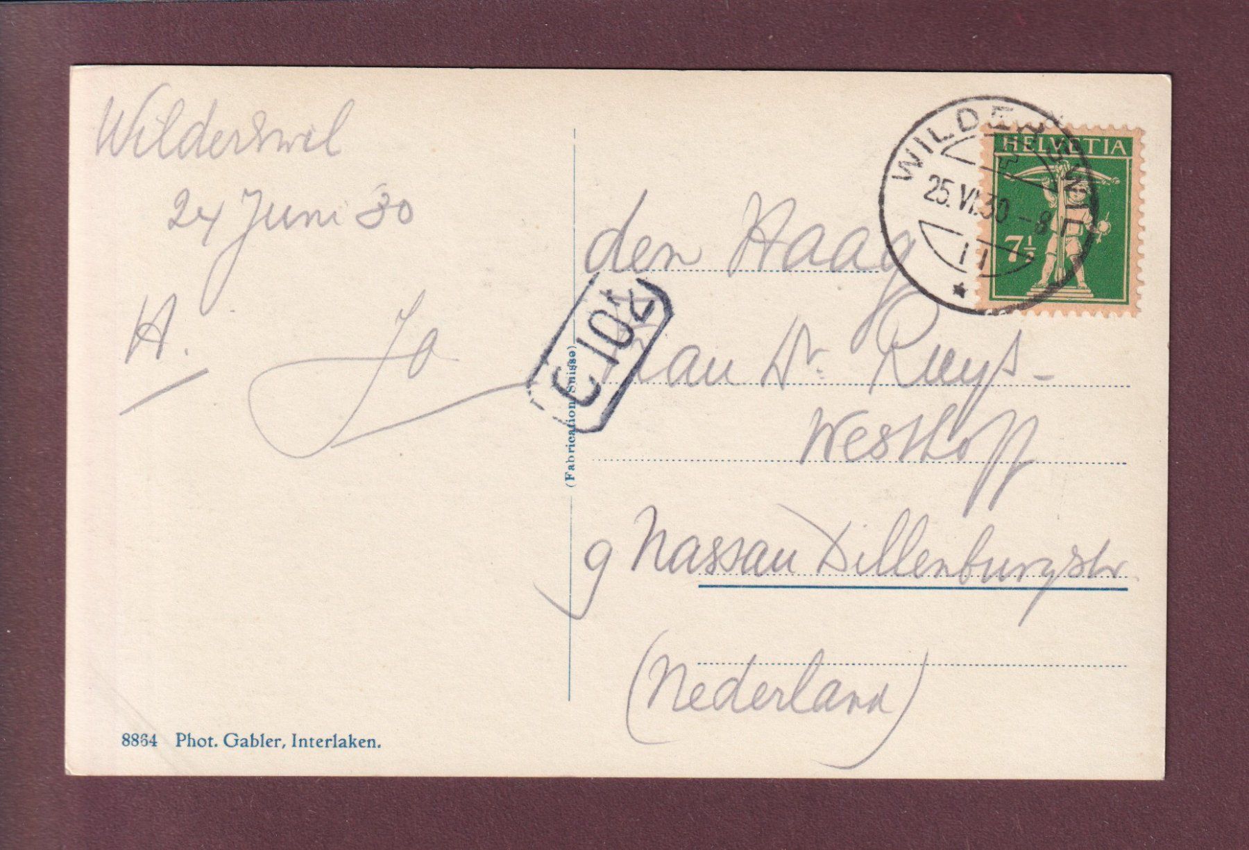 Cartoline postali: INTERLAKEN - Unterseen - Kirche - 1930 – Usato da Pully venduto da nicecards 1