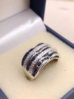 Vintage 925er Silber Ring Diamanten Saphir Edelsteine  Top