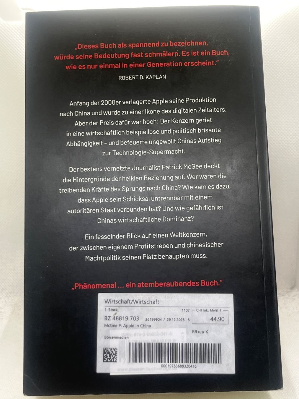 Bücher: Buch Apple in China von Patrick McGee, Wirtschaft – Gebraucht aus Hinterkappelen von Kim1992 1