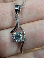 Collier argent avec diamant de moissanite de 0,5 ct certifié