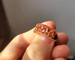 Bague élégante dorée avec pierres oranges - Taille 54