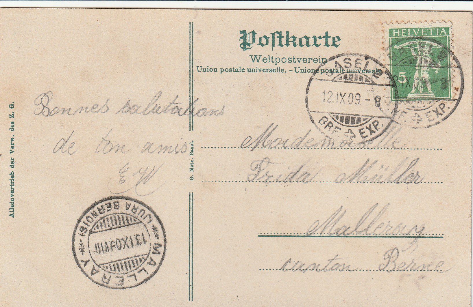 Cartoline postali: Alte Postkarte Zoo Basel Elefant mit Pfleger,  1909 – Usato da Rupperswil venduto da Ema10 1
