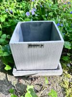 Blumentopf Quadrat 11x11 cm grau aus Stein, Nie benutzt