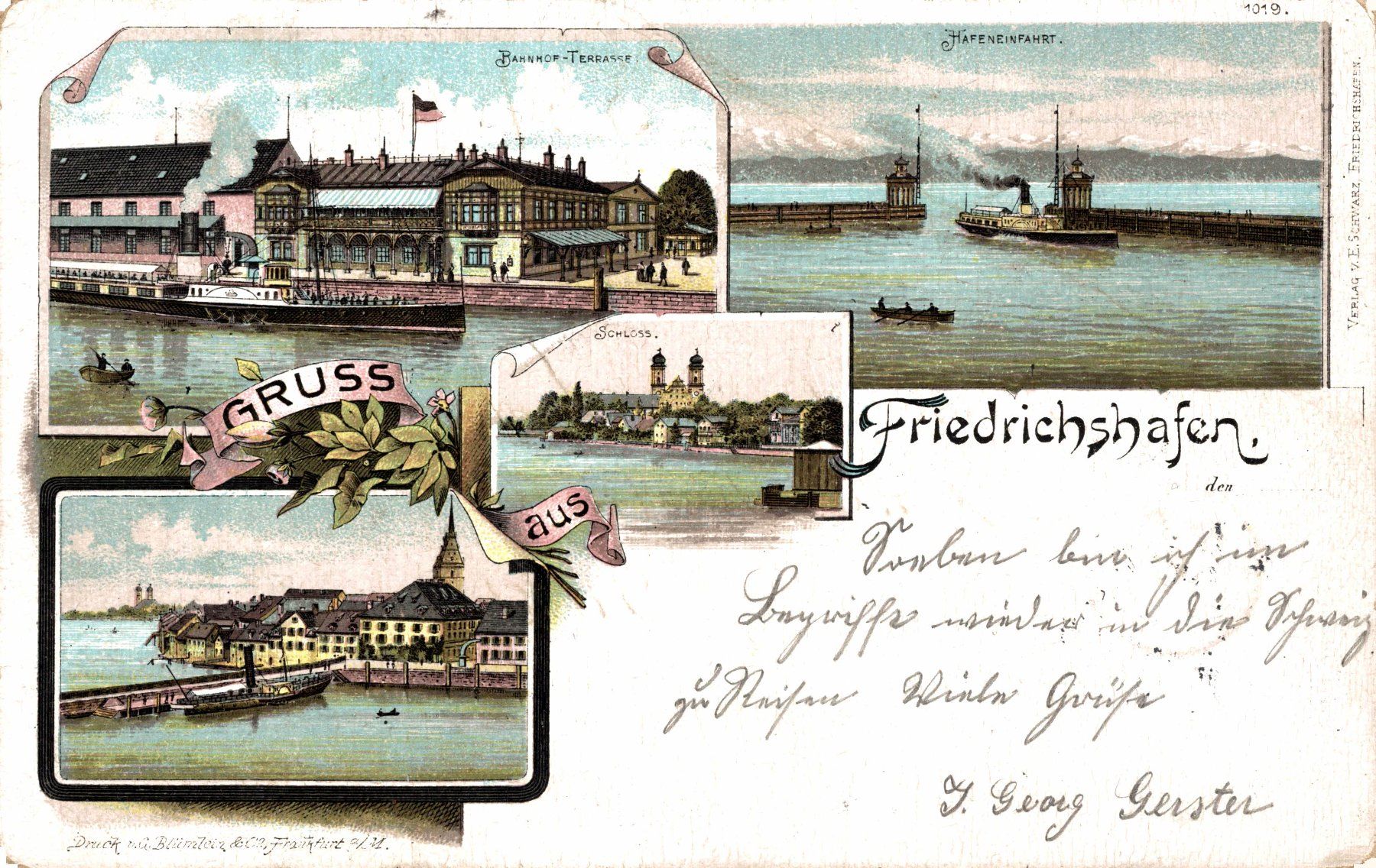 Cartoline postali: Gruss aus Friedrichshafen. 1898 – Usato da Bronschhofen venduto da Astore