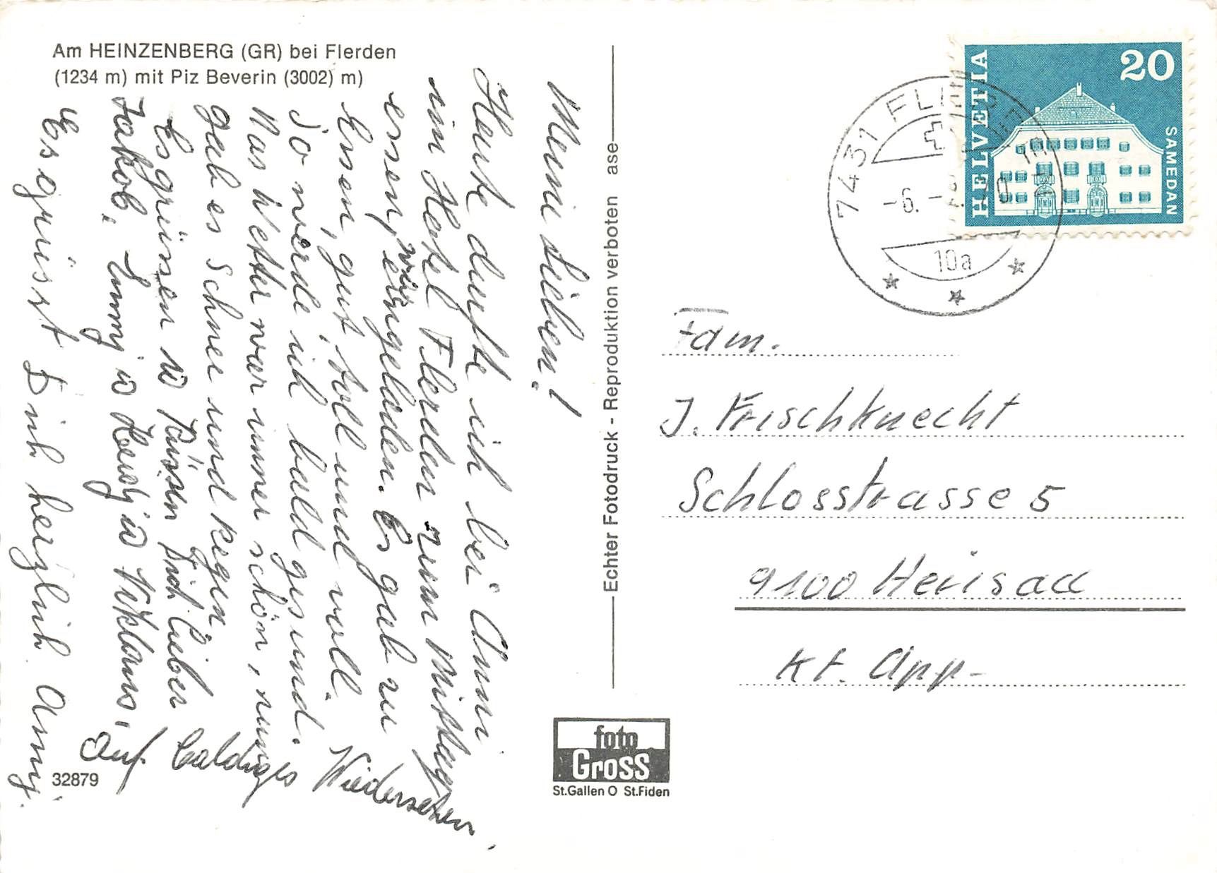 Cartoline postali: Am Heinzenberg G – Usato da Biasca venduto da Blenio71 1