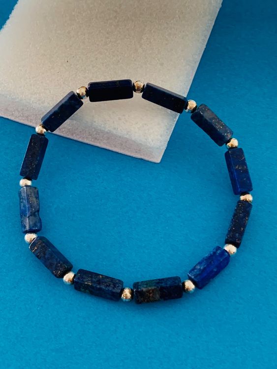 Handgemachtes Naturstein-Armband 4mm - 18k Vergoldet Mit Herz-Anhänger Für Damen