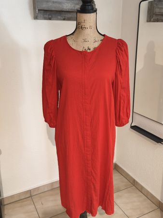 Kleid H&M Rot Leinen-Mix Groesse M Zustand Neu