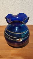 Runde Vase nach Jugendstil-Art, blau irisiert, neu, H 20 cm