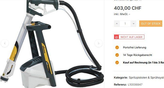 Wagner Tutte le macchine: Wagner WallPerfect W 985 E Farbsprühsystem / pulvérisateur – Usato da Collonges venduto da arashee 4