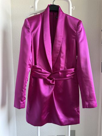 Zara Satin Blazer Kleid Fuchsia Gr. S