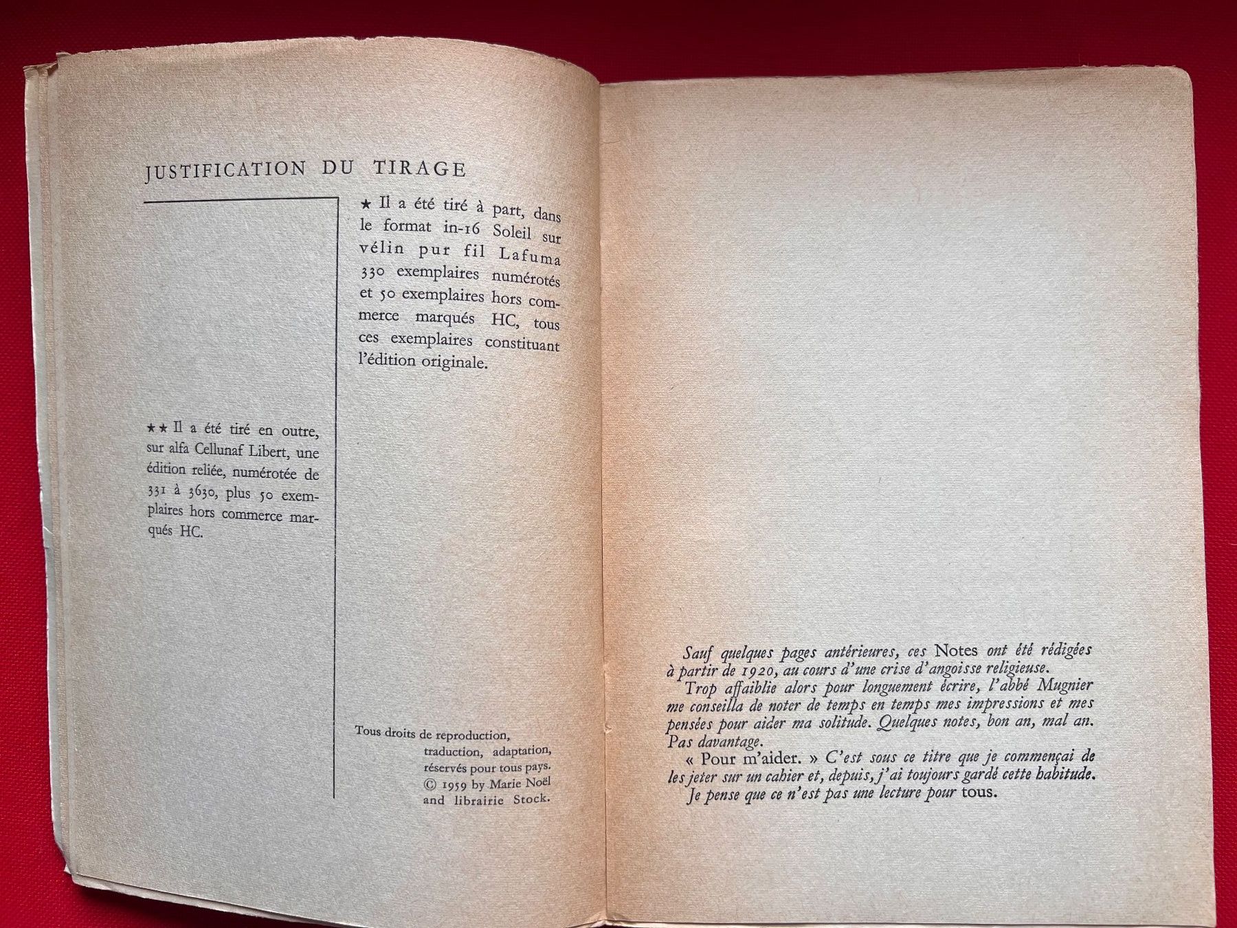 Bücher: Marie Noël, Notes intimes, Stock, 1959 – Gebraucht aus Cugy VD von mafige 2