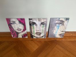 3er-Set Bilder Bilderrahmen Kunst Künstler Jover