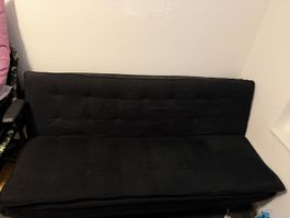 Schwarzes Schlafsofa, bequem und platzsparend!