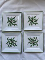 4x Lenox Christmas Holly Small Plates 13x13cm