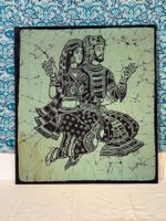 Wandbild Batik Paar Motiv grün schwarz gebraucht 1979