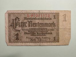 Alte 1 Rentenmark Geldschein, Berlin 1937, Rarität!
