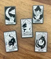 Set 5x Pin Tarot Karten Katzen