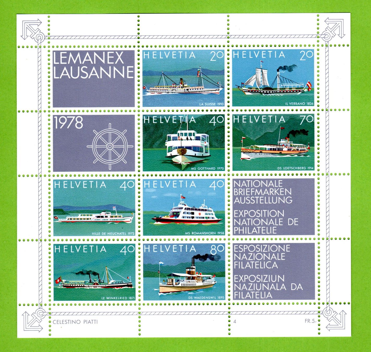 Alle Briefmarken: 1978 Lemanex - Block postfrisch – Neu (gemäss Beschreibung) aus Stein am Rhein von Huehnerhund