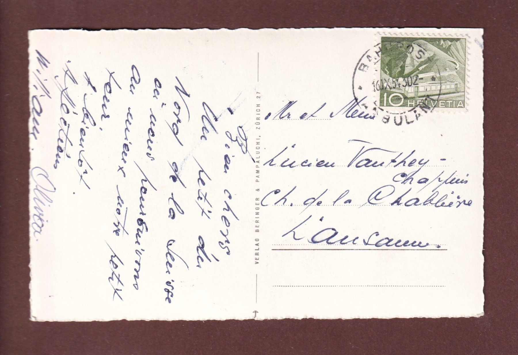 Cartoline postali: LUZERN - Seebrücke - Bahnhof - 1954 – Usato da Pully venduto da nicecards 1
